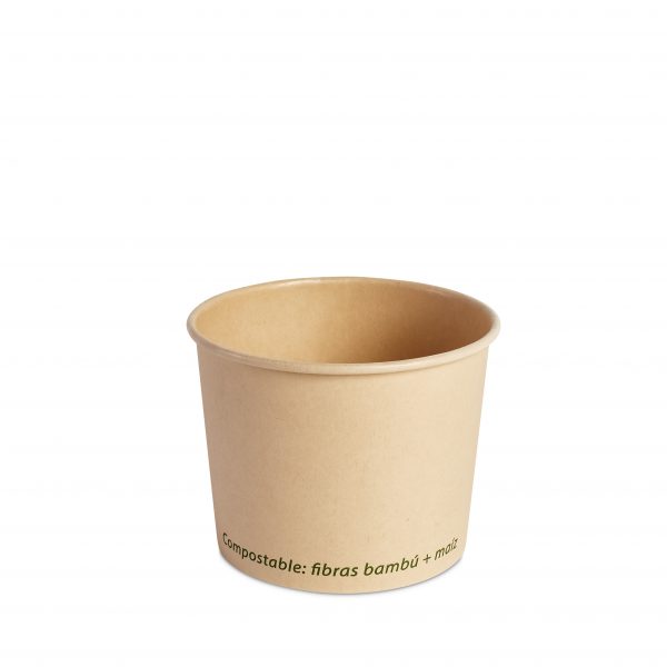 Envase Nevero 12oz. (354ml) de Fibra de Bambú + PLA Caja con 1000 pzas, biodegradable, compostable, envío incluido nacional (paquetexpress)