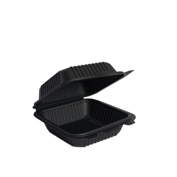 Contenedor 6x6 (15.2x15.2cm) Color Negro de Fécula de Maíz Caja con 500 pzas, biodegradable, envío incluido nacional (paquetexpress)