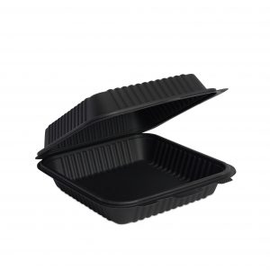 Contenedor 8x8 (20.3x20.3cm) Color Negro de Fécula de Maíz Caja con 200 pzas, biodegradable, envío incluido nacional (paquetexpress)